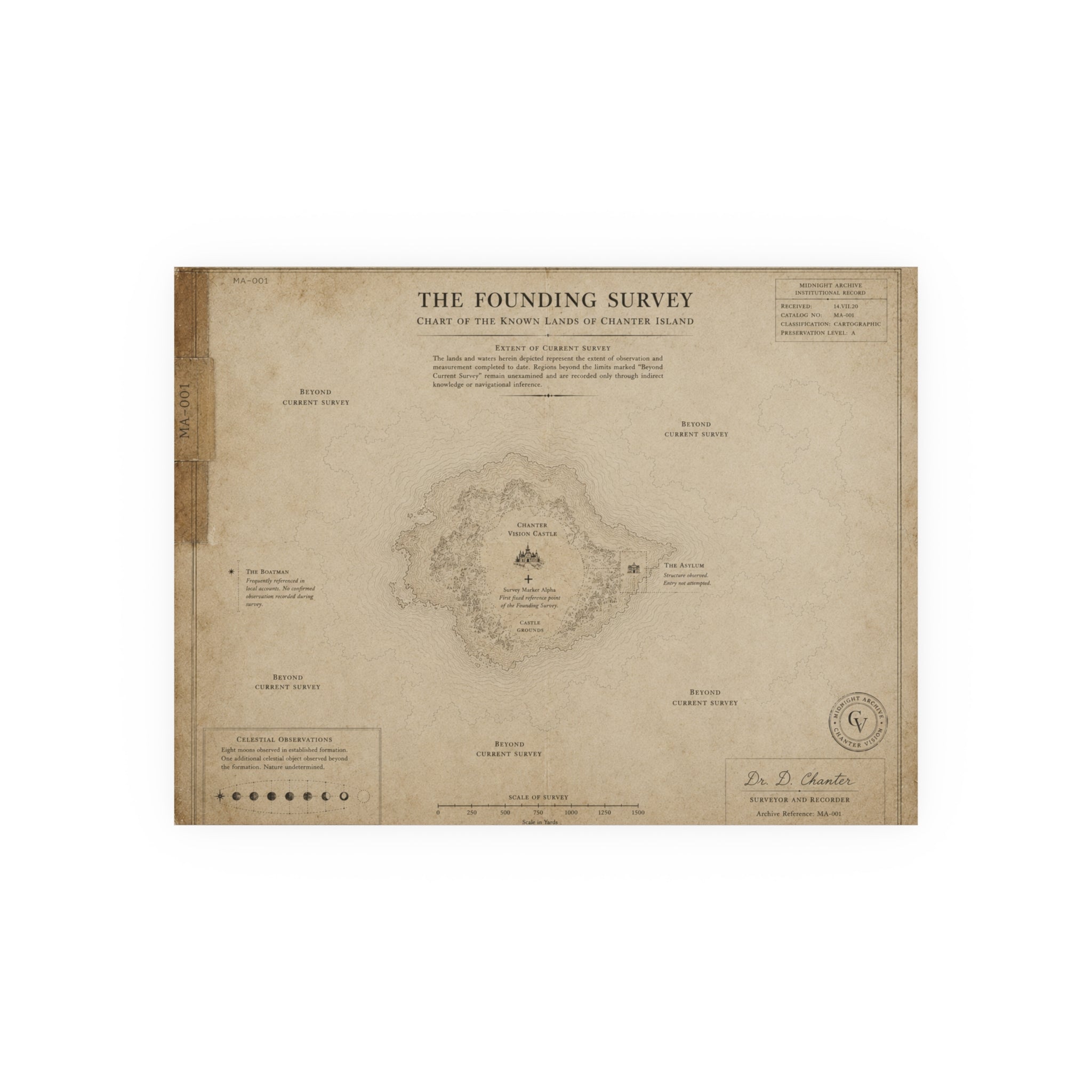 MA-001 — The Founding Survey: Chart of the Known Lands of Chanter Island | Archival Matte Poster