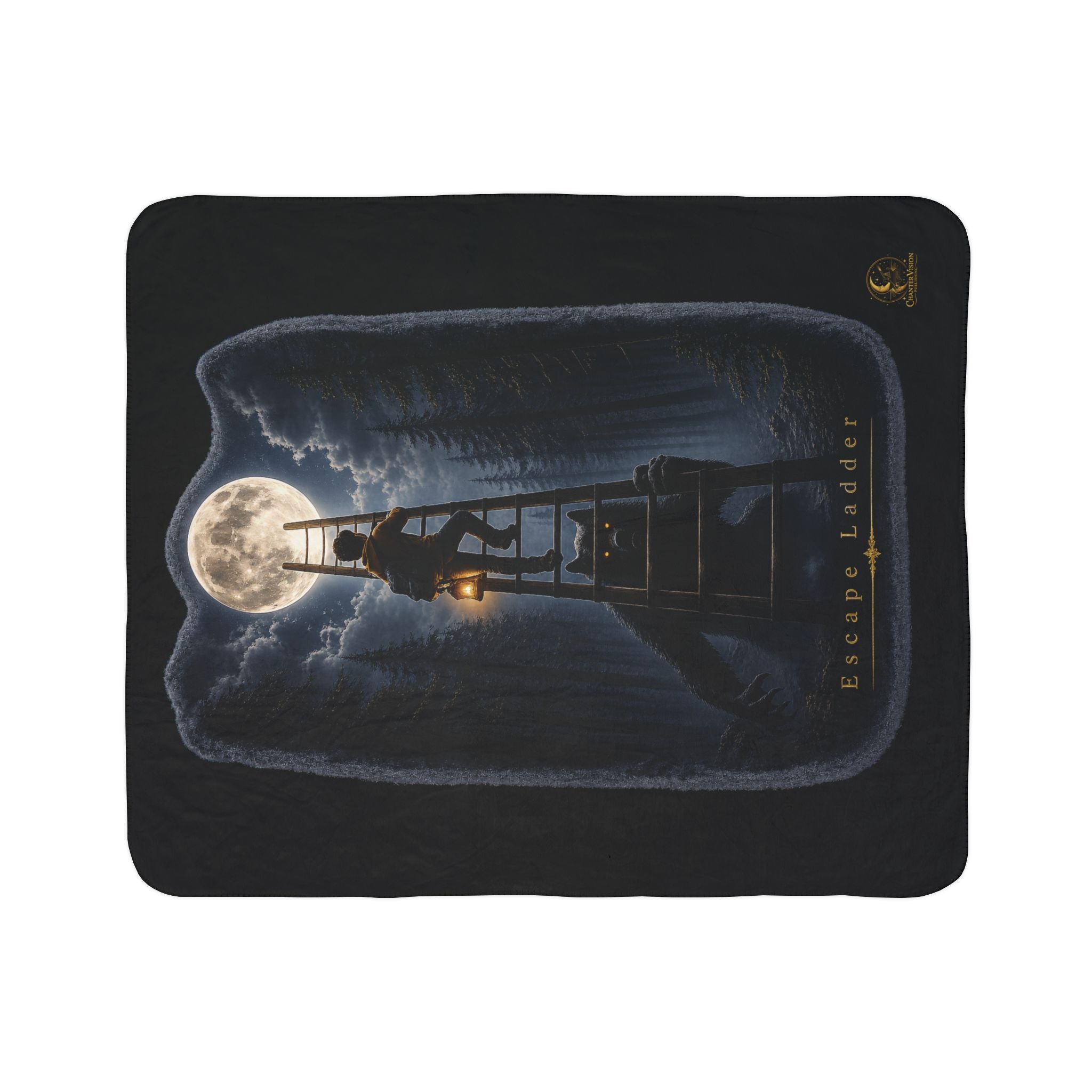 Escape Ladder Sherpa Throw Blanket | Moonlit Forest Art
