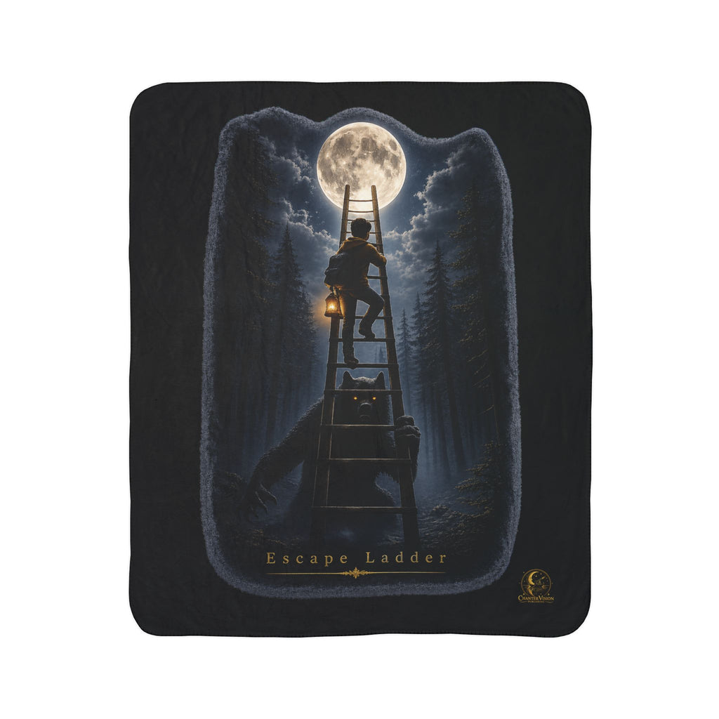 Escape Ladder Sherpa Throw Blanket | Moonlit Forest Art