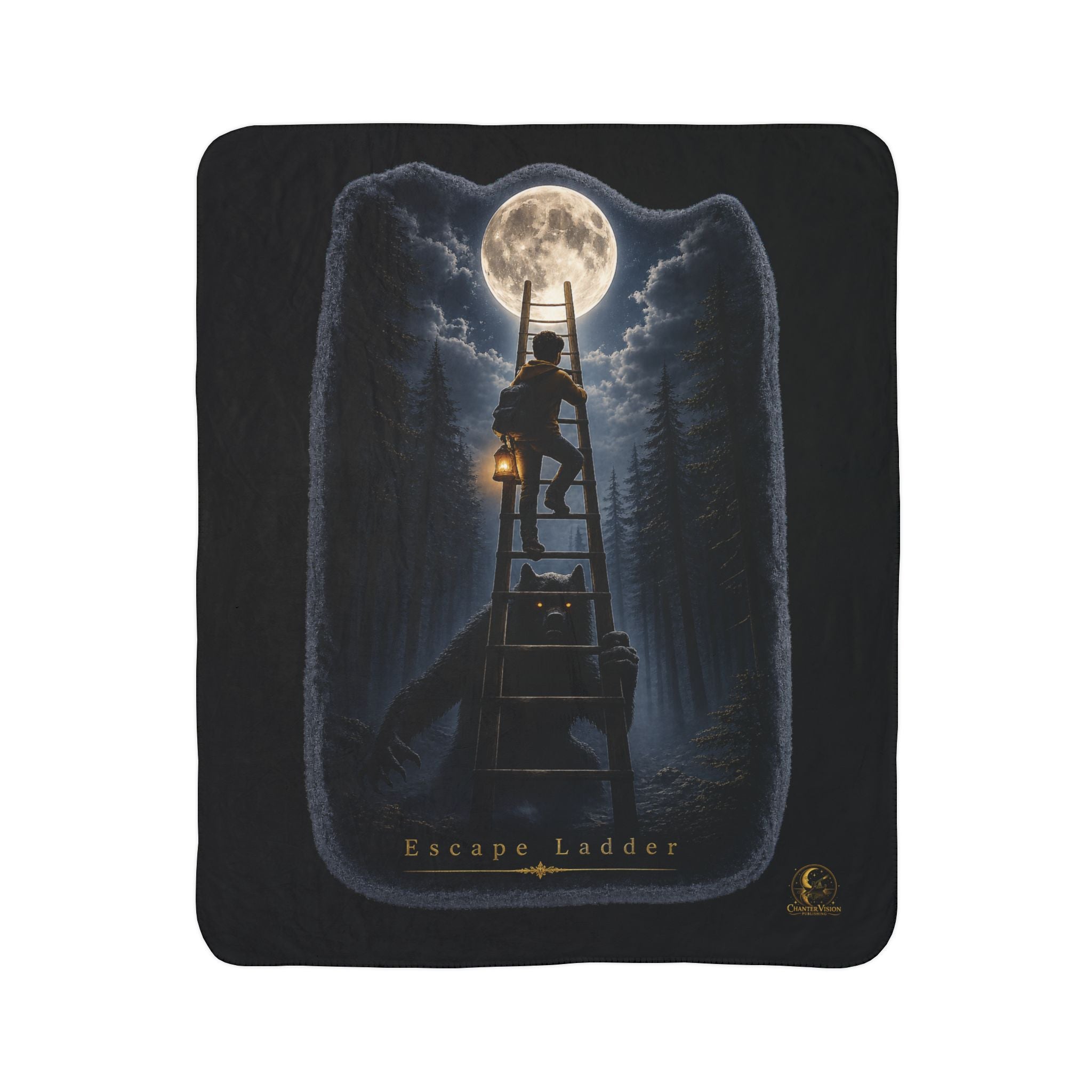 Escape Ladder Sherpa Throw Blanket | Moonlit Forest Art