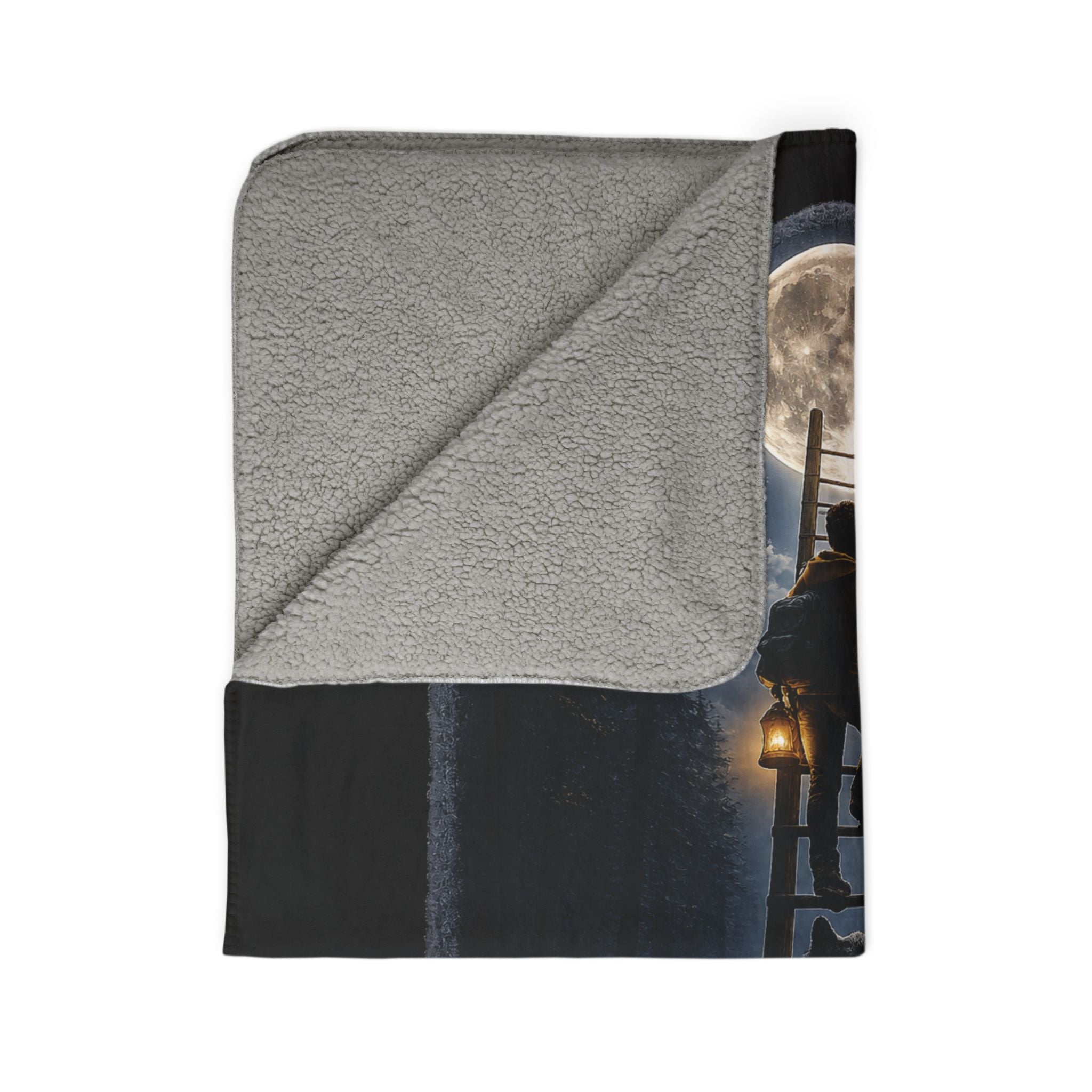 Escape Ladder Sherpa Throw Blanket | Moonlit Forest Art