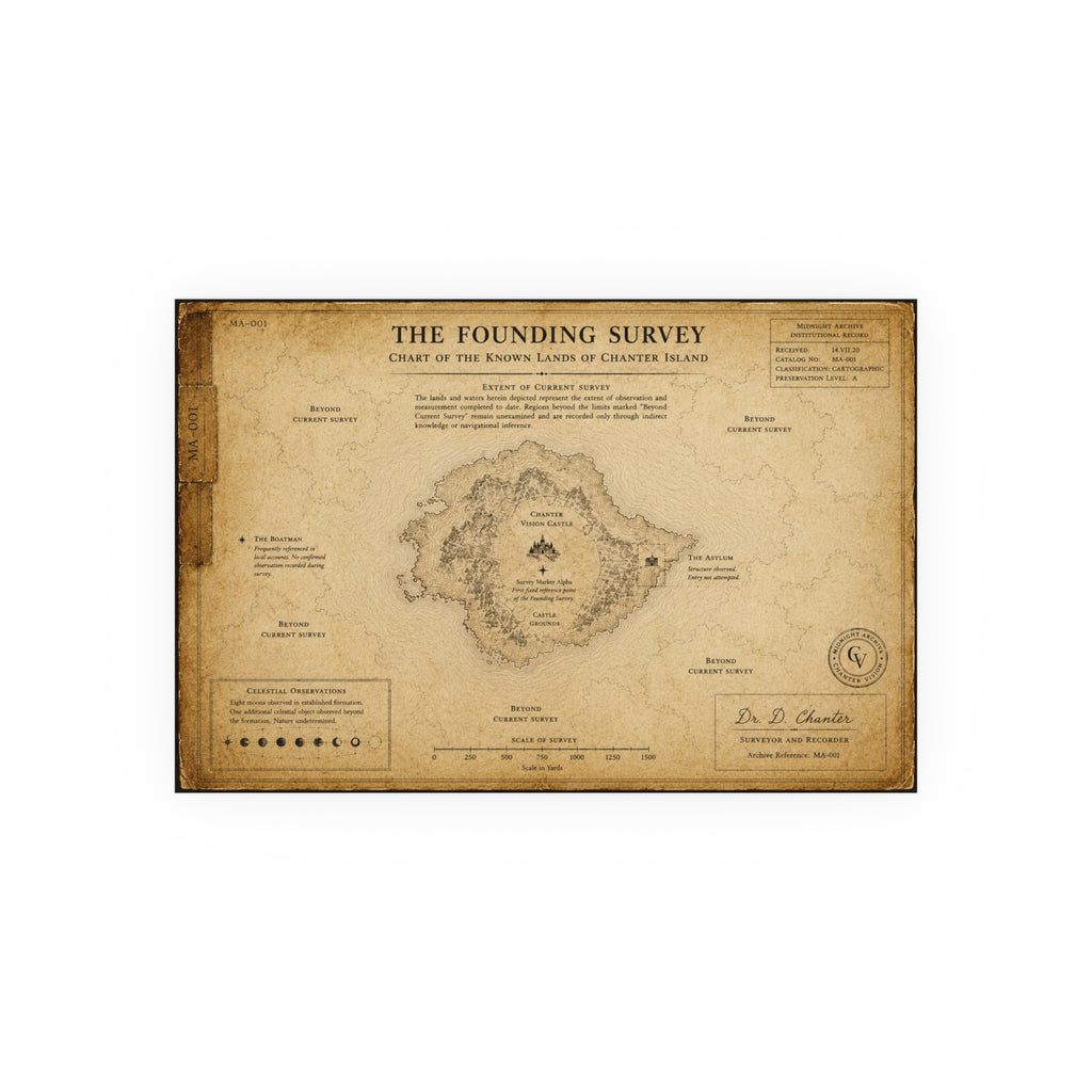 MA-001 — The Founding Survey: Chart of the Known Lands of Chanter Island | Archival Matte Poster