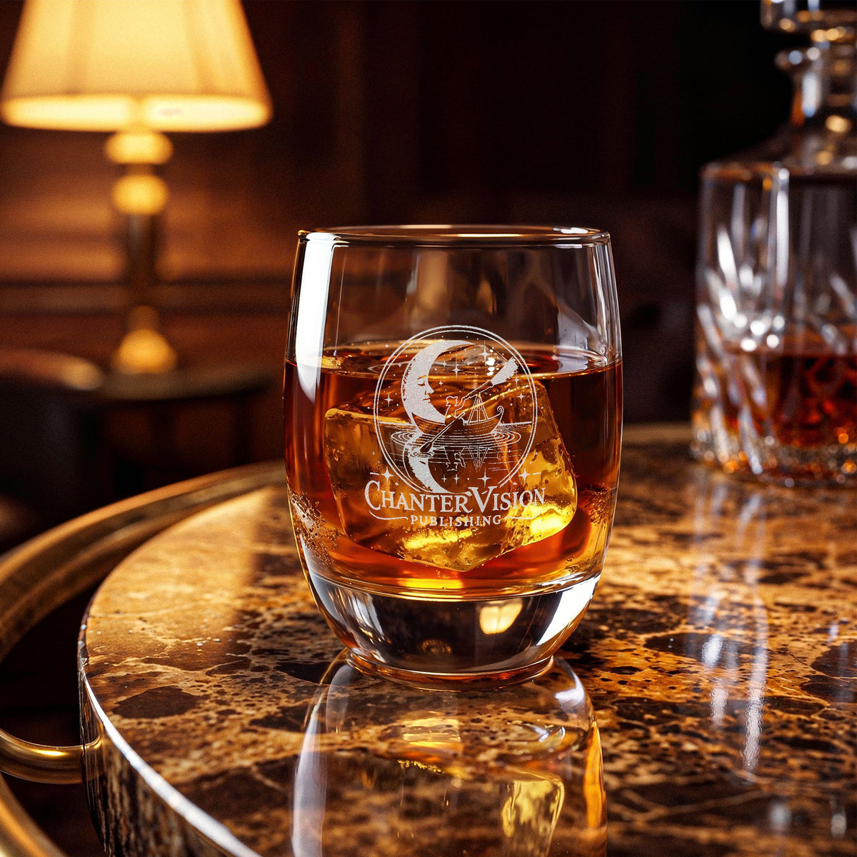 Moonlight Engraved Whiskey Glasses – Set of 2, 6 oz