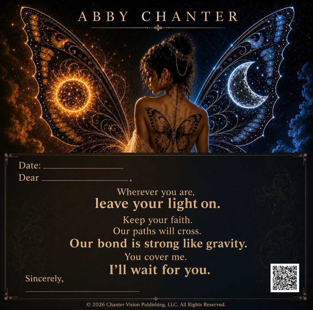 Abby Chanter Sun and Moon gift-note insert with Date, Dear and Sincerely lines and the words I'll wait for you