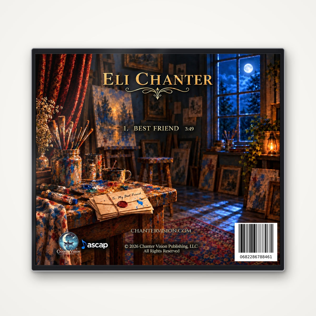 Back of the Eli Chanter Best Friend gift CD jewel case: track list, credits and barcode