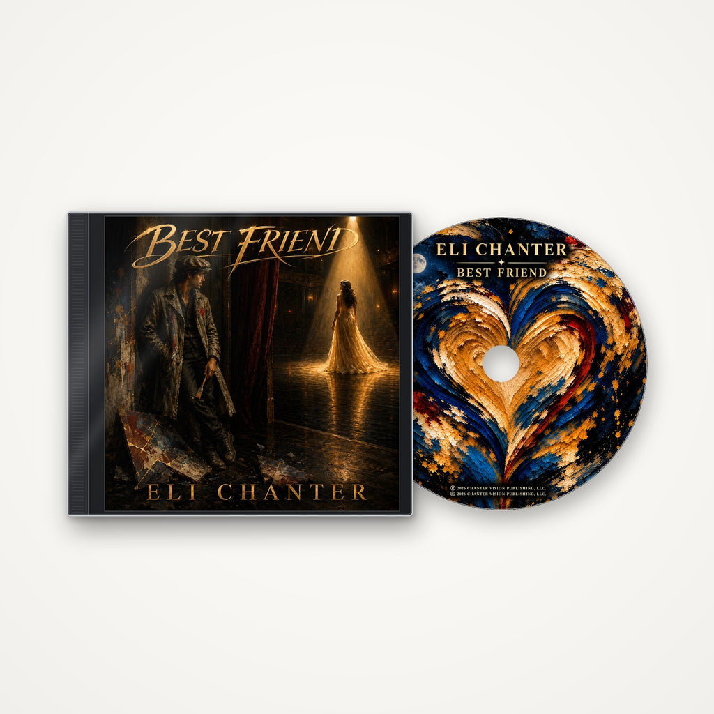 Eli Chanter Best Friend gift CD: jewel case with the cover art beside the printed heart-painting disc