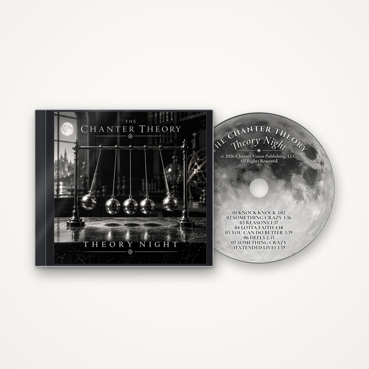 The Chanter Theory – Theory Night CD album in its jewel case, with the full-moon disc